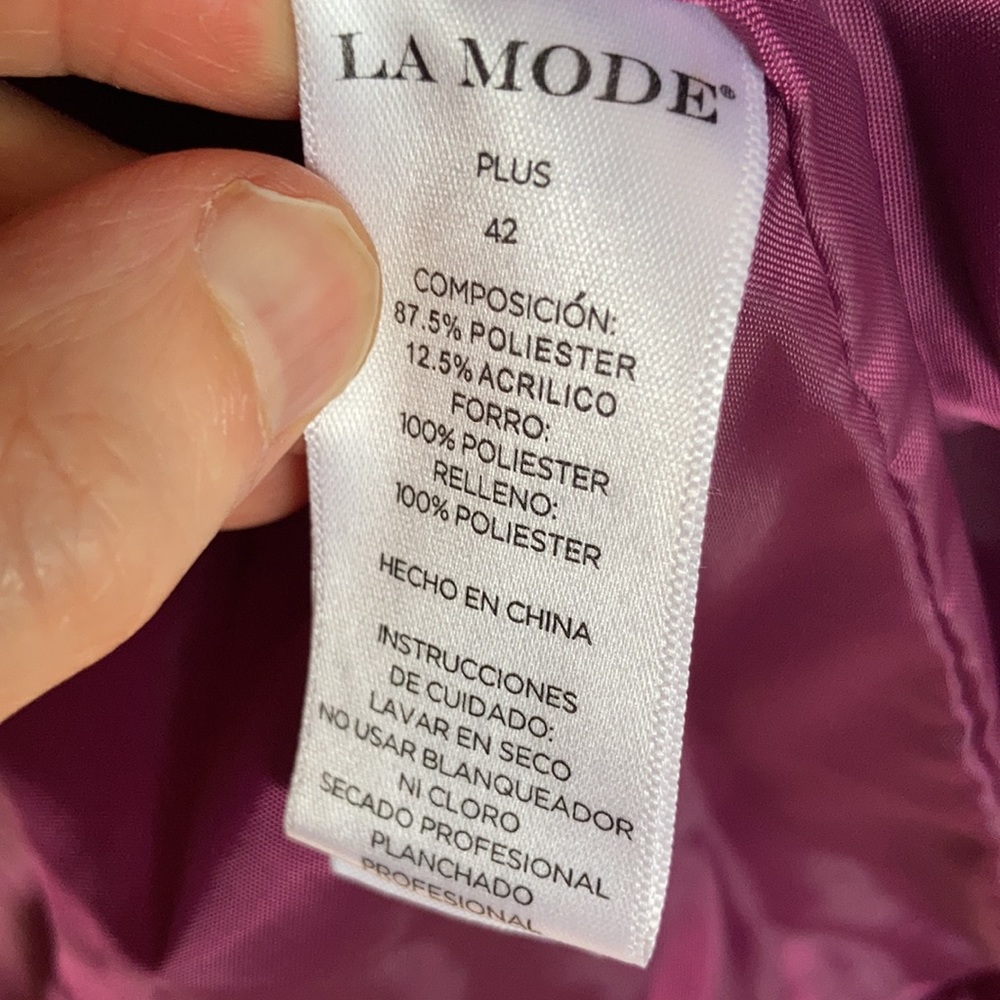 Last Chance❌ La mode plus detachable faux fur collar quilted coat w belt size 42 - Picture 13 of 16